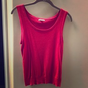 Red sleeveless shirt